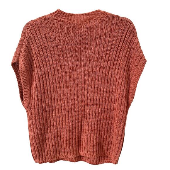 Garnett Hill Rory Linen & Org Cotton Pullover Short Sleeve Sweater Pink Size S - Picture 4 of 8